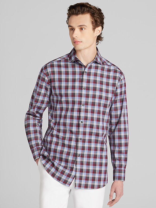 Joseph Abboud Classic Fit Check Button Up Shirt