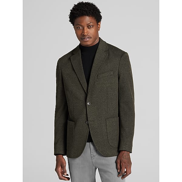 Joseph Abboud Big & Tall Men's Modern Fit Pique Knit Soft Jacket Olive - Size: 3XLT