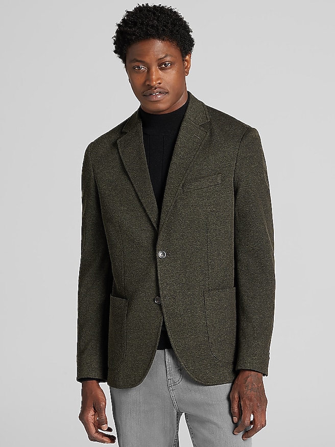 Joseph Abboud Modern Fit Pique Knit Soft Jacket Olive