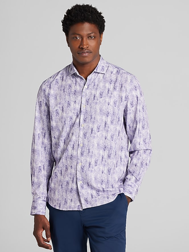 Awearness Kenneth Cole Modern Fit Brush Stroke Print Woven Shirt