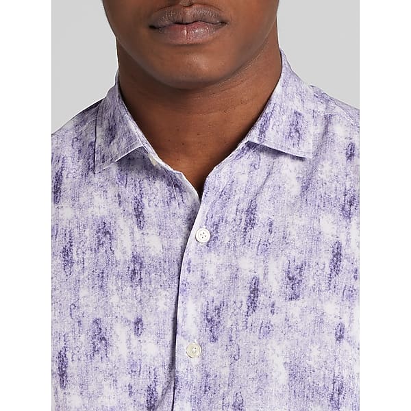 Awearness Kenneth Cole Big & Tall Men's Modern Fit Brush Stroke Print Woven Shirt Purple - Size: 3X