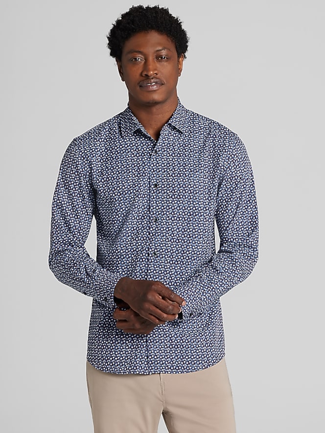 Awearness Kenneth Cole Modern Fit Geometric Print Button Up Shirt