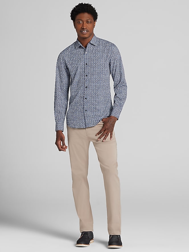 Awearness Kenneth Cole Modern Fit Geometric Print Button Up Shirt