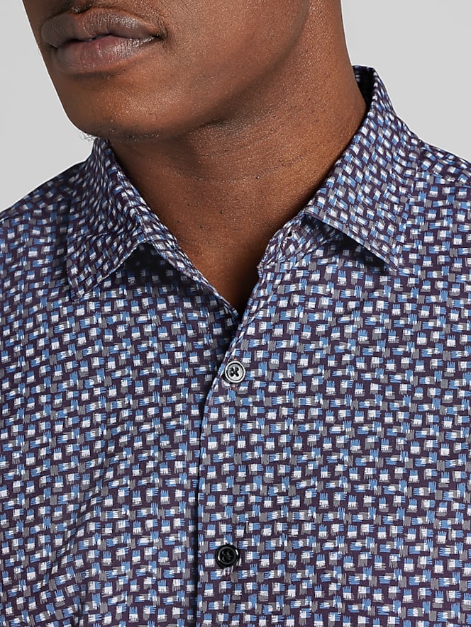 Awearness Kenneth Cole Modern Fit Geometric Print Button Up Shirt