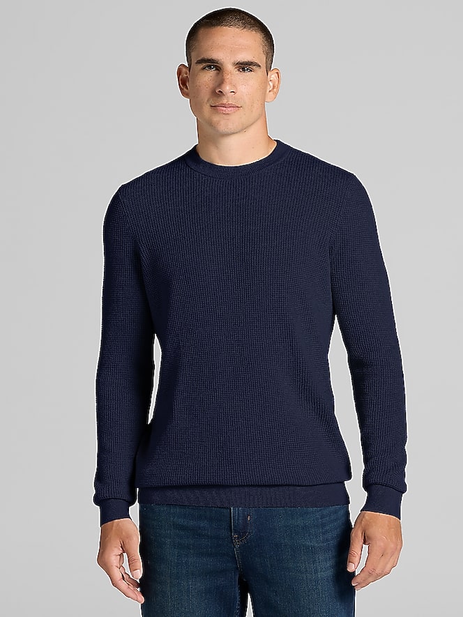 Joseph Abboud Cotton-Blend Textured Crewneck Sweater