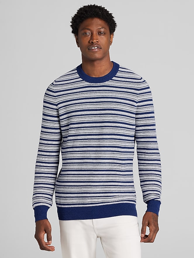 Joseph Abboud Modern Fit Stripe Crew Neck Sweater