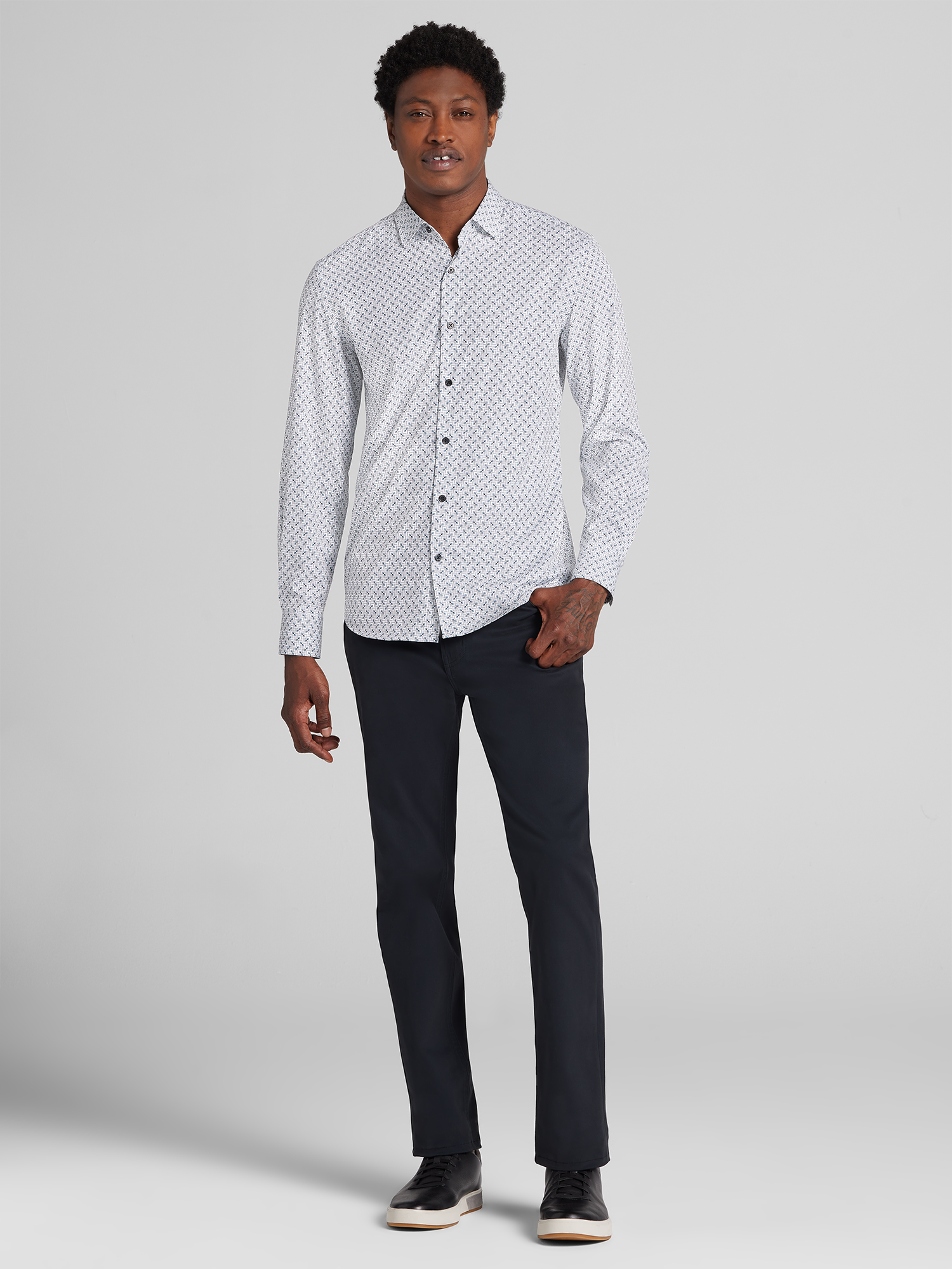 Modern Fit Geometric Print Woven Shirt