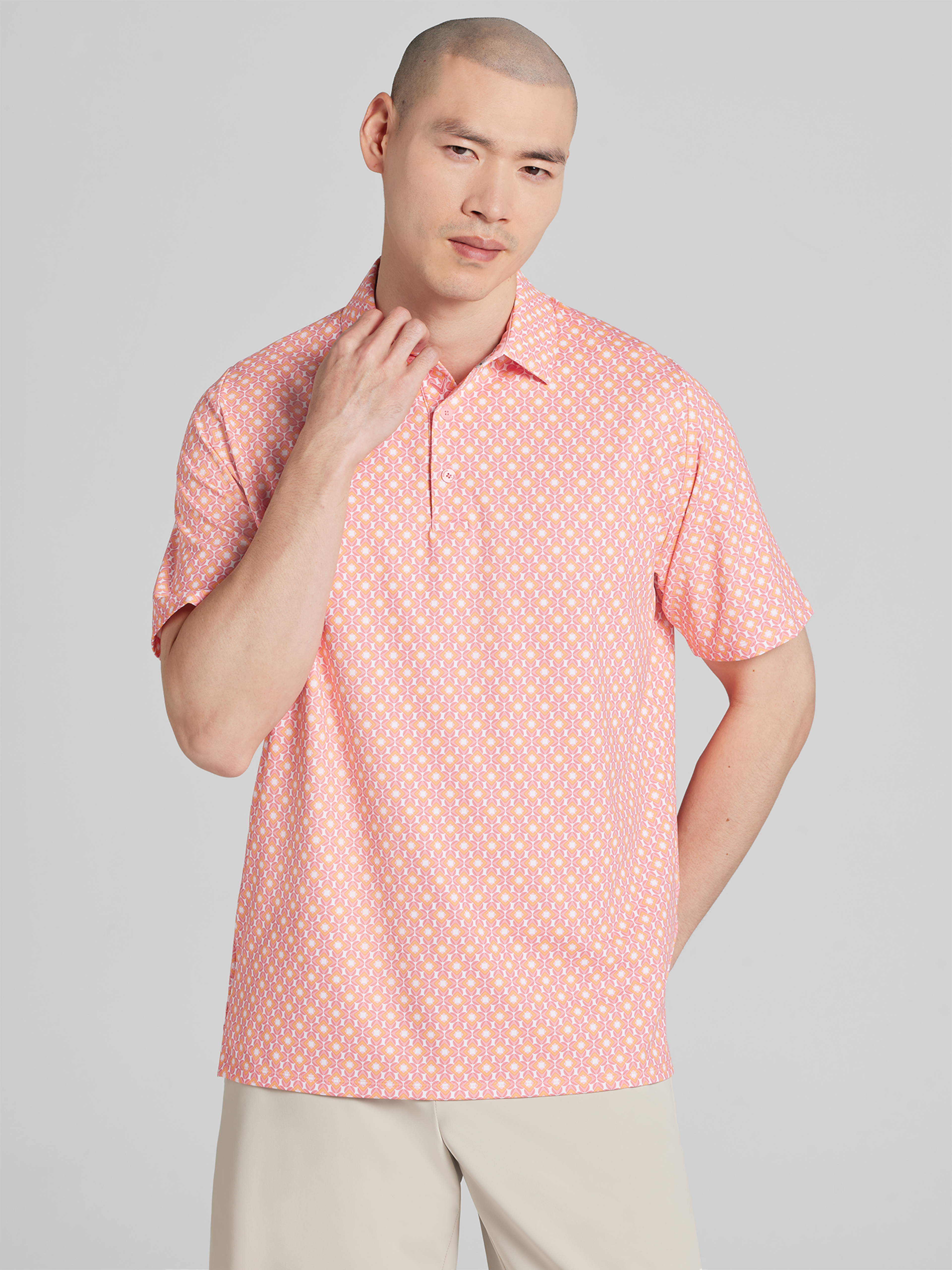 Regular Fit Ombre Chevron Geo Short Sleeve Golf Polo