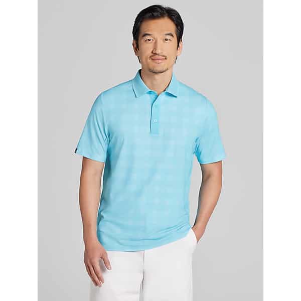 Callaway Men's Regular Fit Chevron Plaid Golf Polo Med Blue - Size: Medium