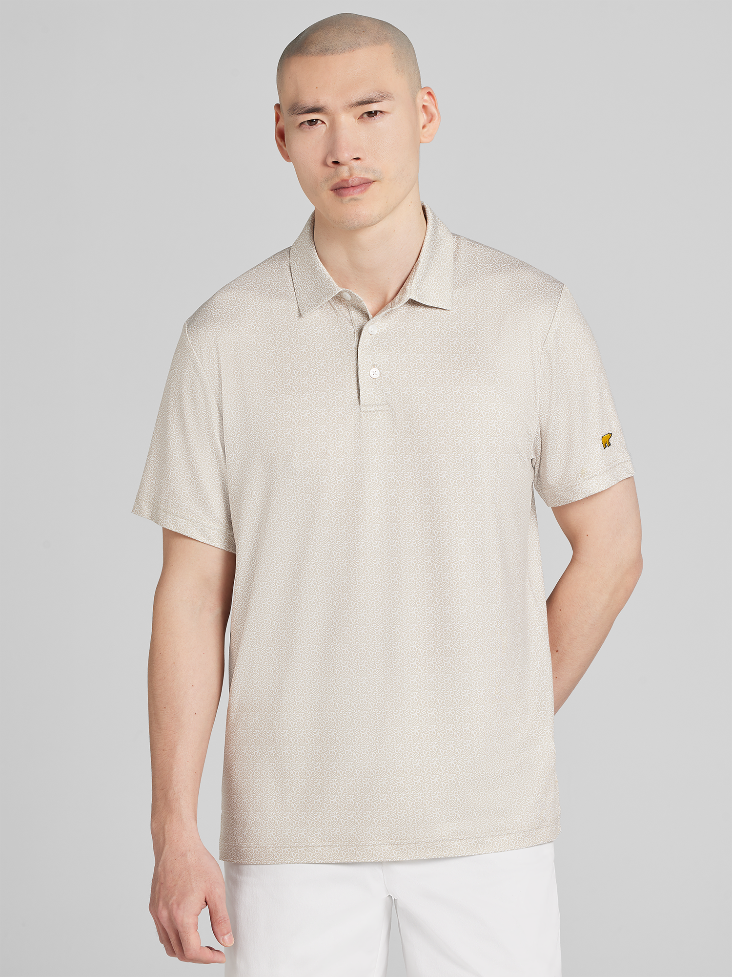 Jack Nicklaus Regular Fit Ditsy Floral Polo, Taupe - Brown | Golf