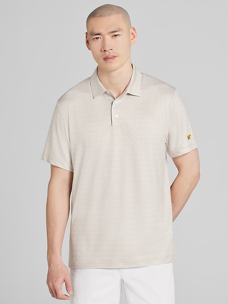 Jack Nicklaus Regular Fit Ditsy Floral Polo, Taupe - Brown | Golf