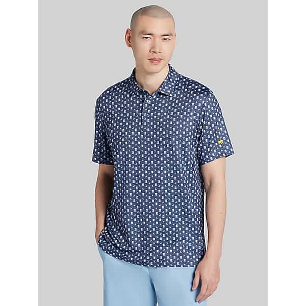 Jack Nicklaus Men's Regular Fit Mini Drinks Short Sleeve Golf Polo Navy - Size: Small