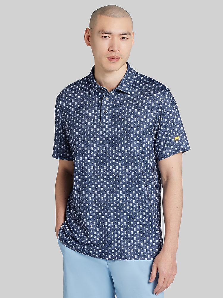 Jack Nicklaus Regular Fit Mini Drinks Short Sleeve Golf Polo, Navy