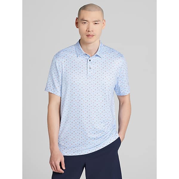 Jack Nicklaus Men's Regular Fit Mini Drinks Short Sleeve Golf Polo Blue - Size: Medium