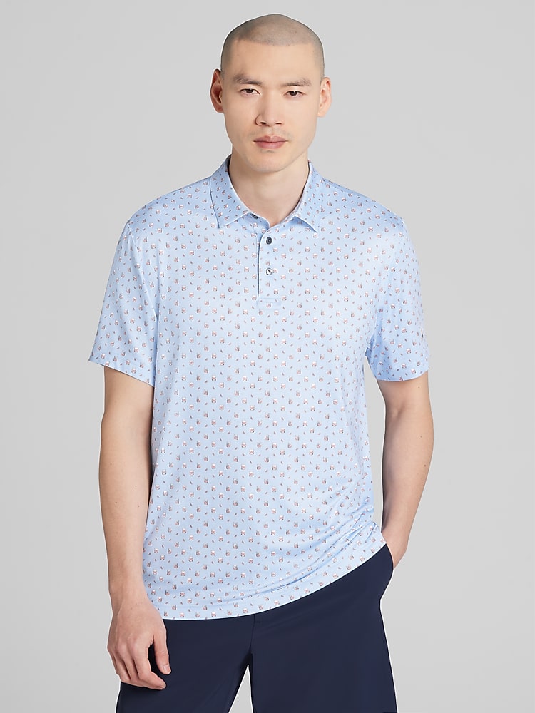 Jack Nicklaus Regular Fit Mini Drinks Short Sleeve Golf Polo, Blue