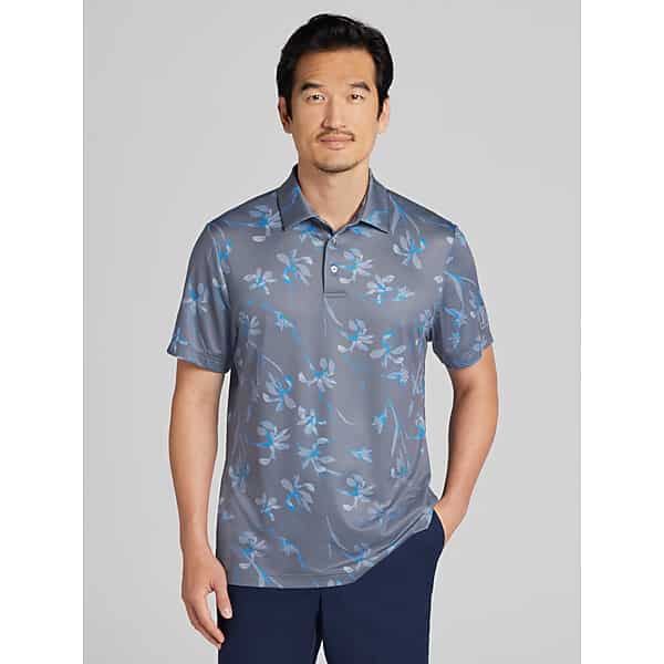 PGA TOUR Mens Regular Fit Floral Golf Polo Iron Gate - Size: Small