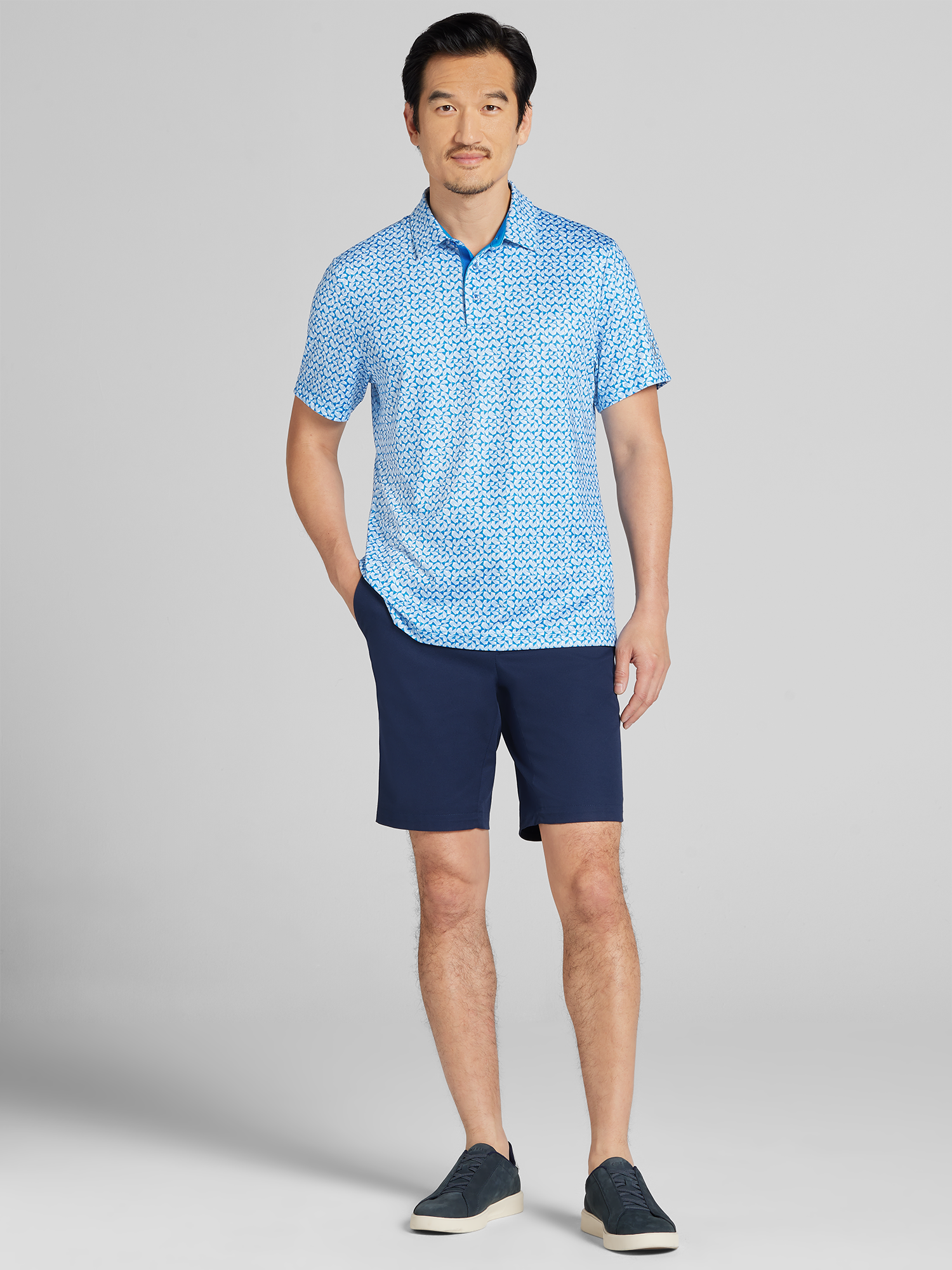 Regular Fit Abstract Geo Printed Polo