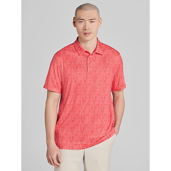 PGA TOUR Men's Regular Fit Cocktail Short Sleeve Golf Polo Cayenne - Size: Large