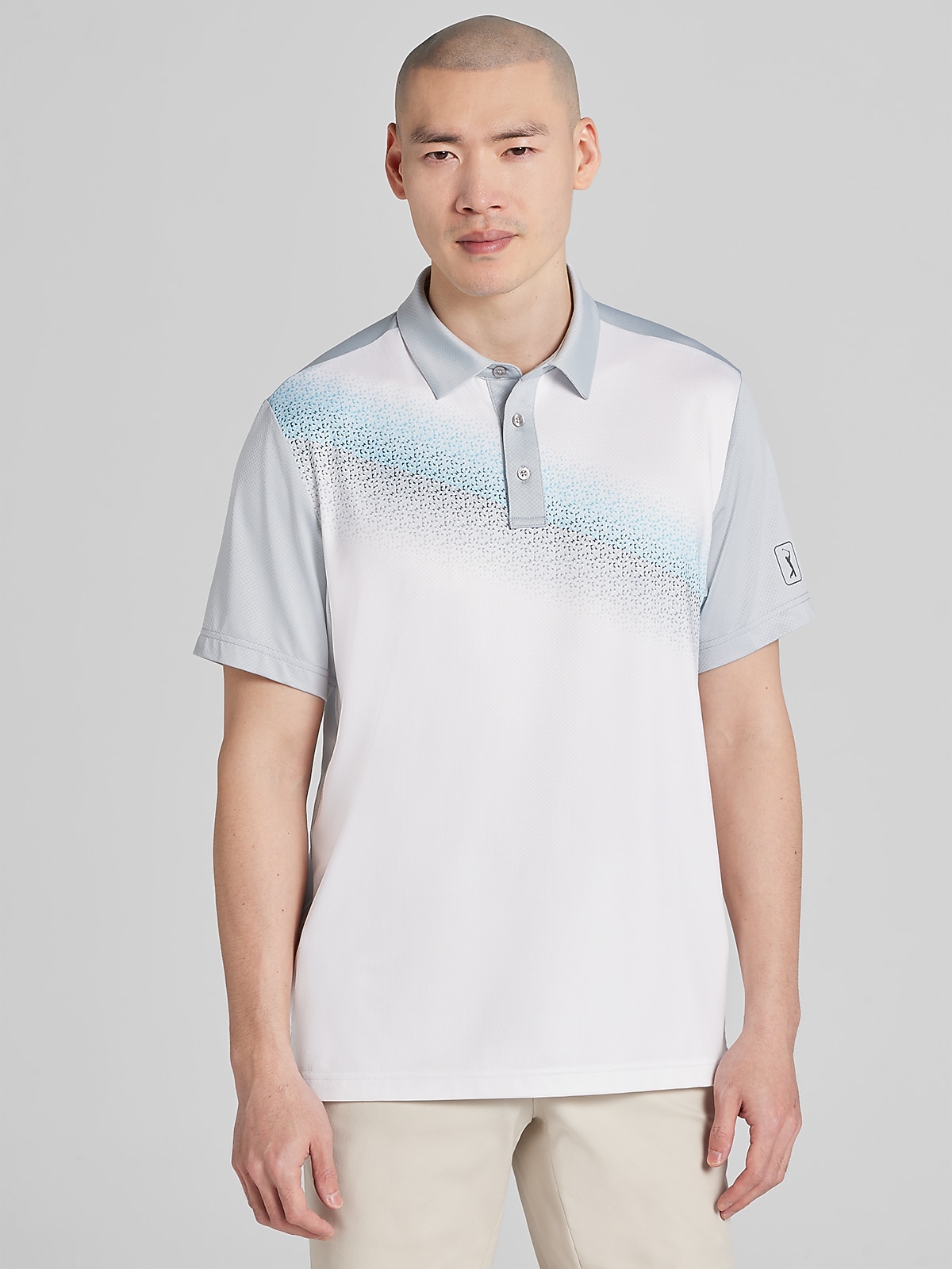 PGA TOUR Regular Fit Asymmetric Colorblock Short Sleeve Golf Polo