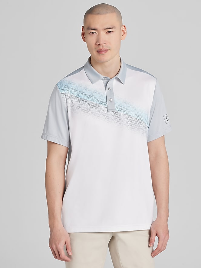 PGA TOUR Regular Fit Asymmetric Colorblock Short Sleeve Golf Polo