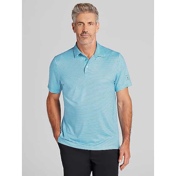 PGA TOUR Men's Regular Fit Feeder Stripe Short Sleeve Golf Polo Swim Cap - Size: XL