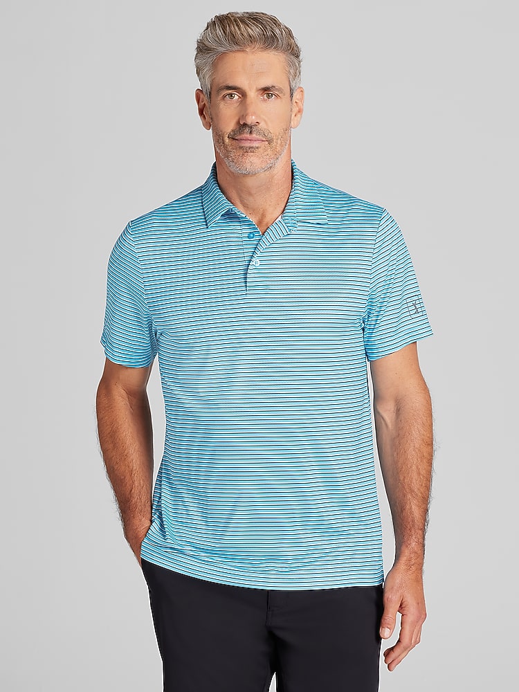PGA TOUR Regular Fit Feeder Stripe Short Sleeve Golf Polo, Swim