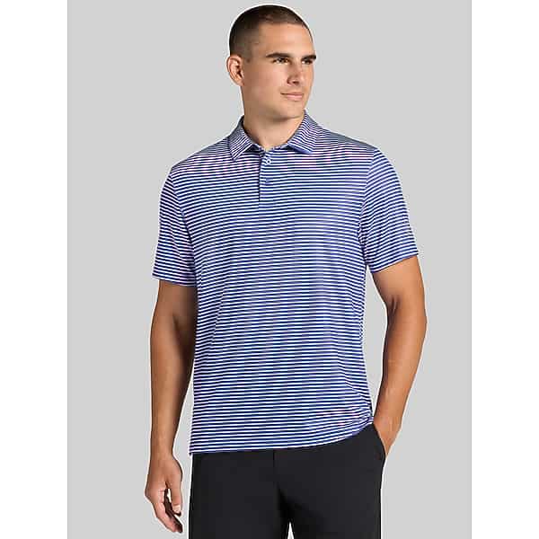 PGA TOUR Big & Tall Men's Regular Fit Feeder Stripe Short Sleeve Golf Polo Spectrum Blue - Size: XXL