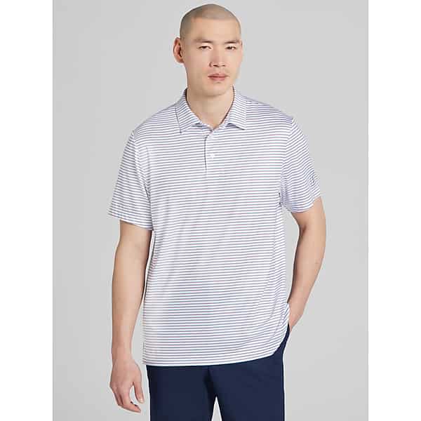 PGA TOUR Big & Tall Men's Regular Fit Feeder Stripe Short Sleeve Golf Polo Swim Cap & Amp; White - Size: XXL