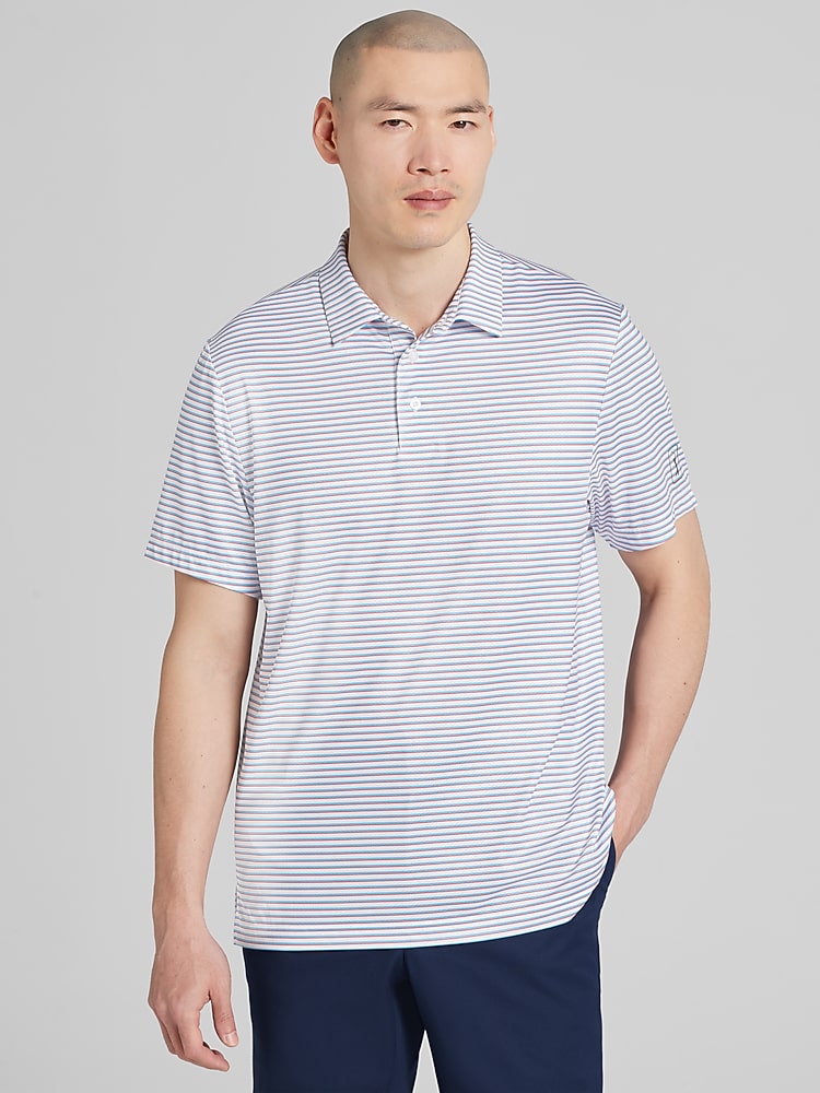 PGA TOUR Regular Fit Feeder Stripe Short Sleeve Golf Polo, Swim