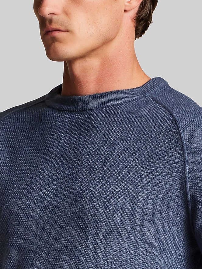 Weatherproof Vintage Soft Touch Textured Raglan Crew Neck Pullover, Slate Blue - Image 2 of 4