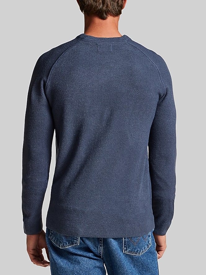 Weatherproof Vintage Soft Touch Textured Raglan Crew Neck Pullover, Slate Blue - Image 4 of 4