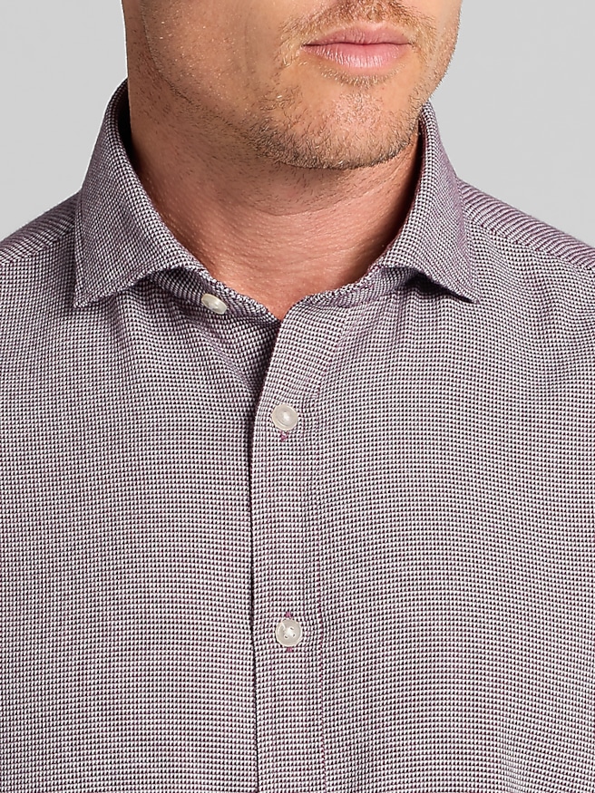 Joseph Abboud Modern Fit Flannel Button Up Shirt Wine