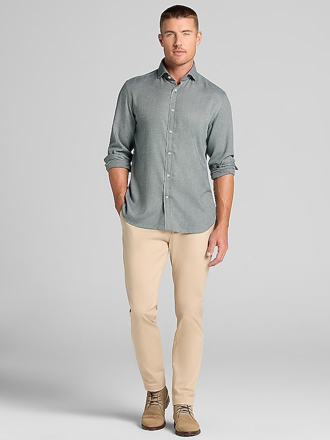 Joseph Abboud Modern Fit Flannel Button Up Shirt, Olive - Image 3 of 5