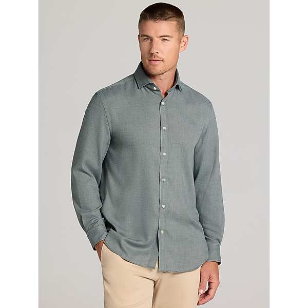 Joseph Abboud Men's Modern Fit Flannel Button Up Shirt Olive