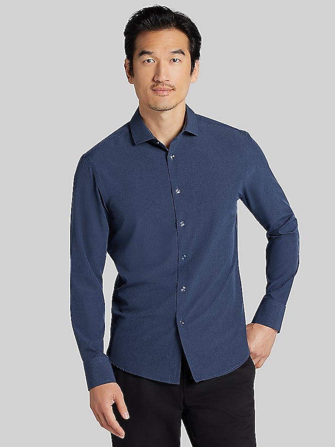 Awearness Kenneth Cole Modern Fit 4-Way Stretch Long Sleeve Button-Up Shirt