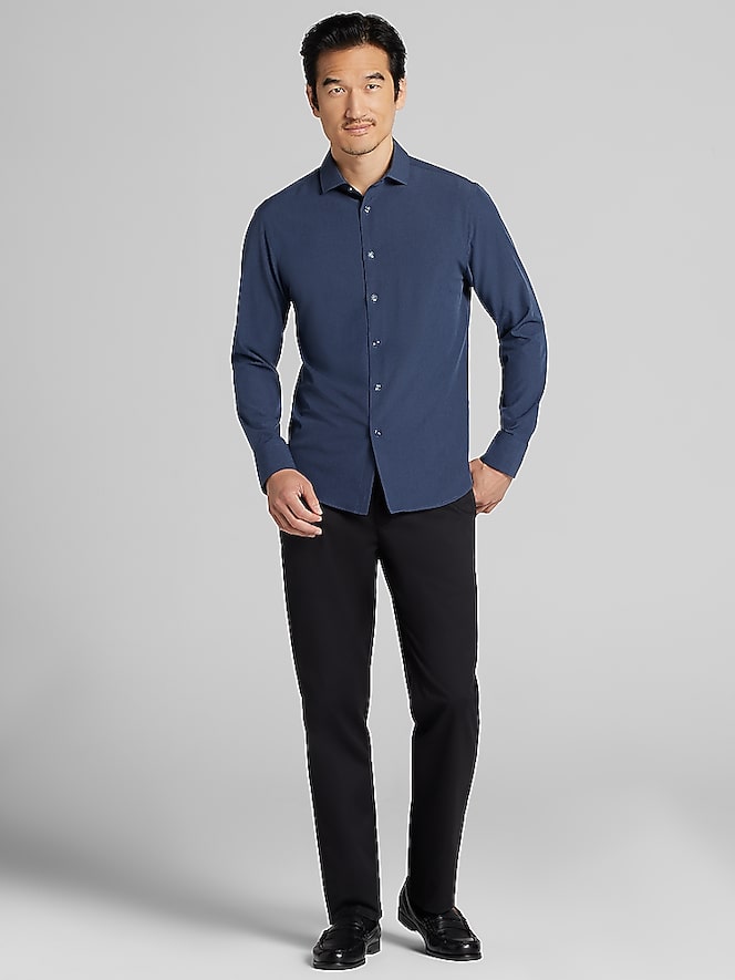 Awearness Kenneth Cole Modern Fit 4-Way Stretch Long Sleeve Button-Up Shirt