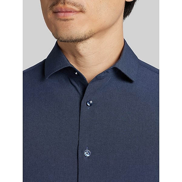 Awearness Kenneth Cole Men's CHILLFLEX Modern Fit Performance 4-Way Stretch Button Up Shirt Navy