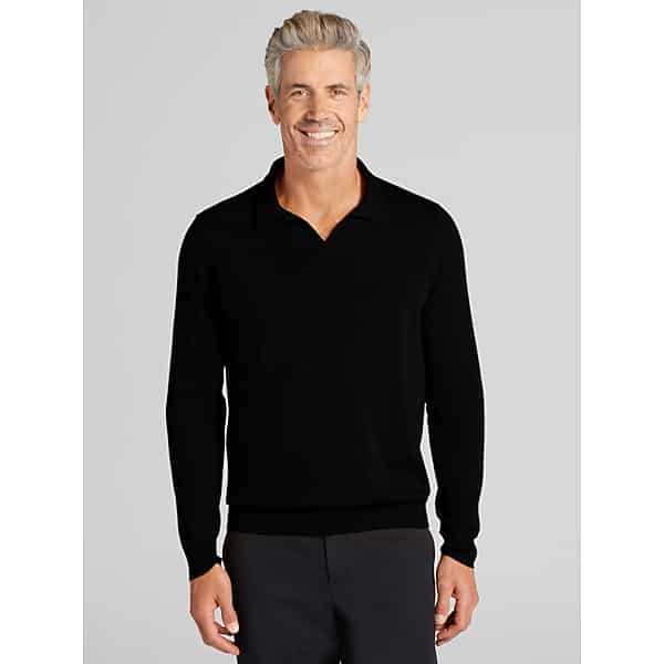 Awearness Kenneth Cole Men's Merino Wool Johnny Collar Sweater Black - Size: Small