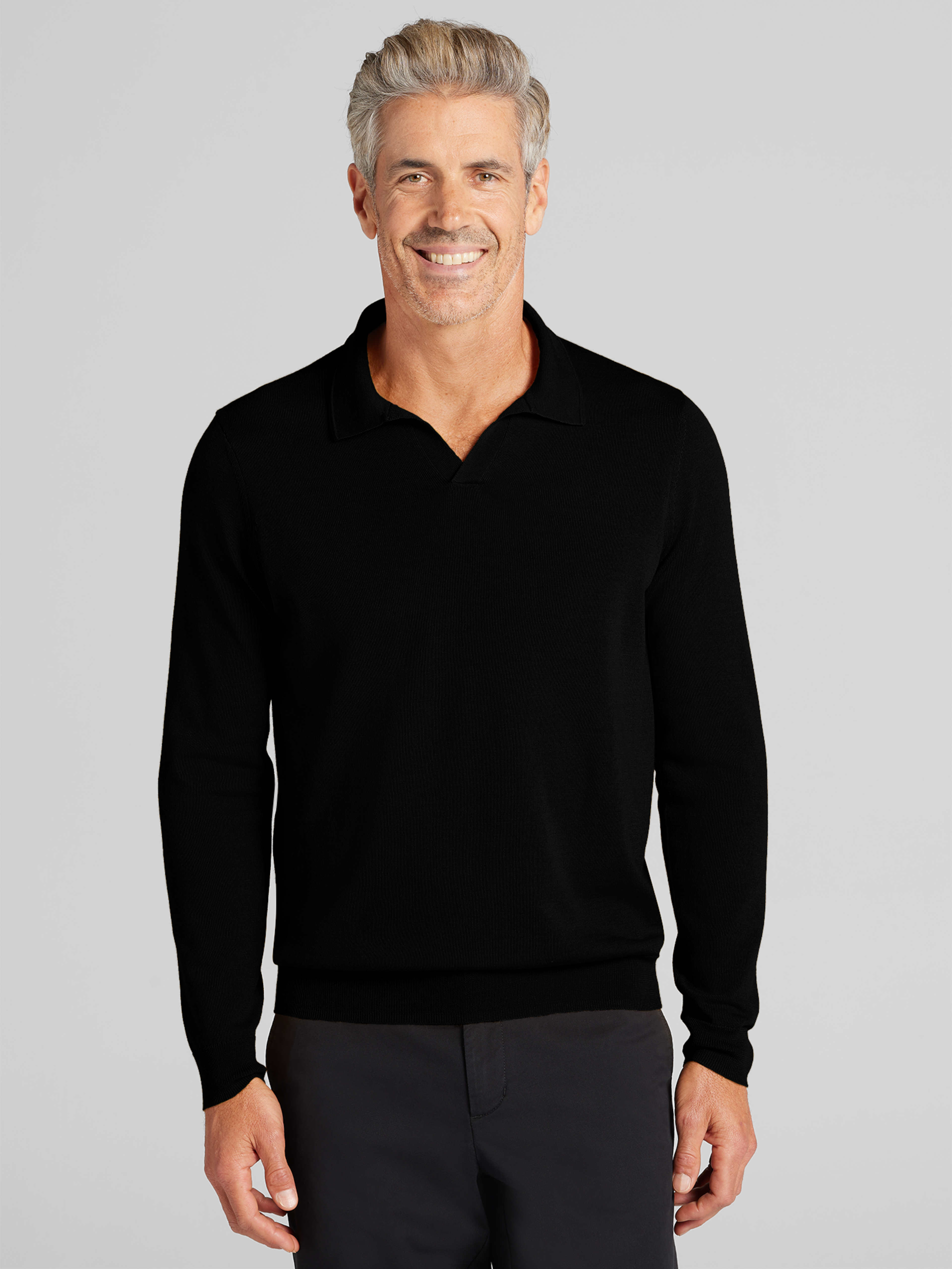 Merino Wool Blend Johnny Collar Sweater