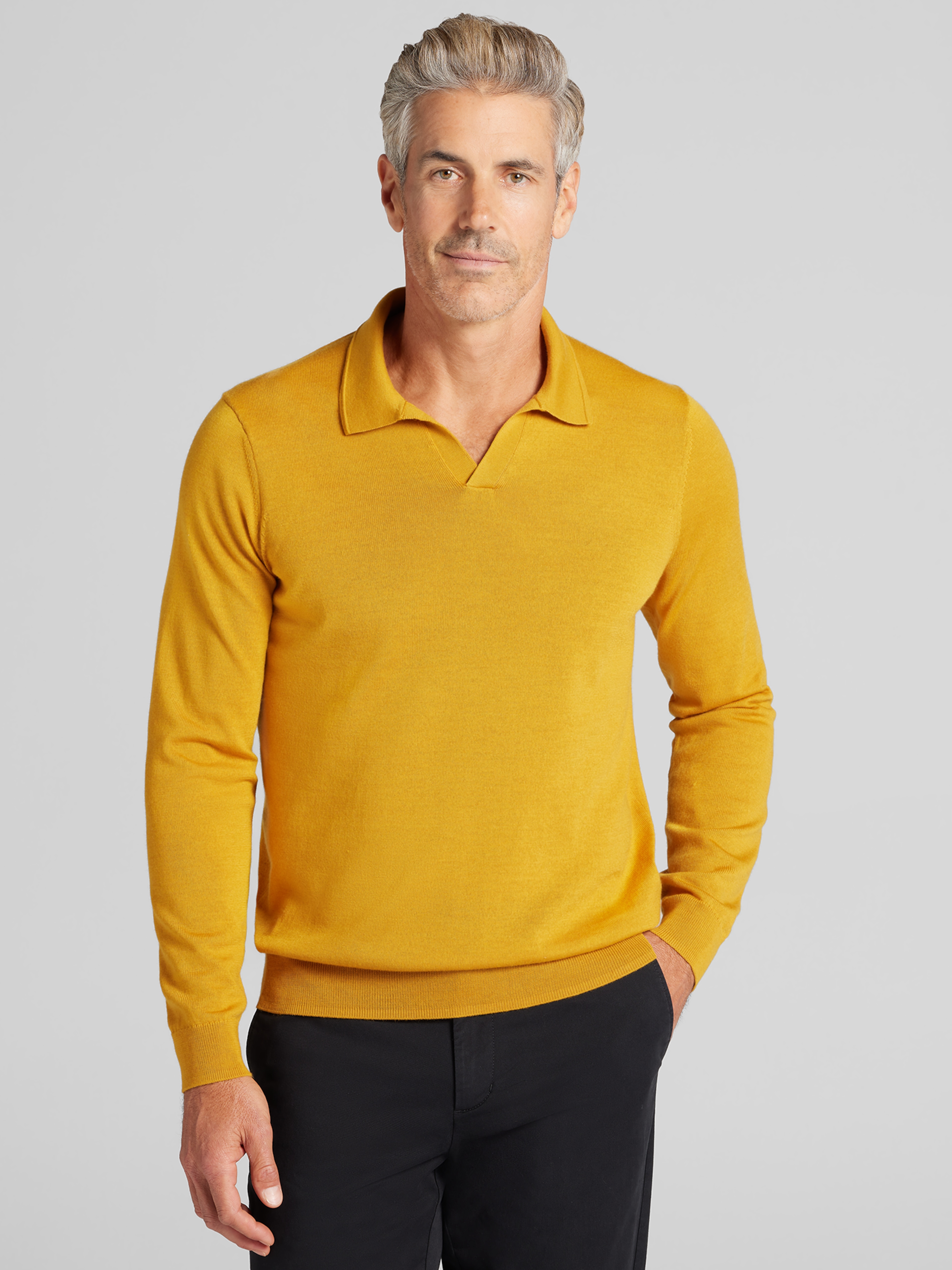 Merino Wool Blend Johnny Collar Sweater