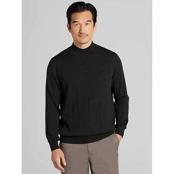 Awearness Kenneth Cole Big & Tall Men's Merino Wool Blend Mock Neck Sweater Black - Size: 4XLT