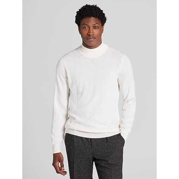 Awearness Kenneth Cole Big & Tall Men's Merino Wool Blend Mock Neck Sweater Egret - Size: 3X