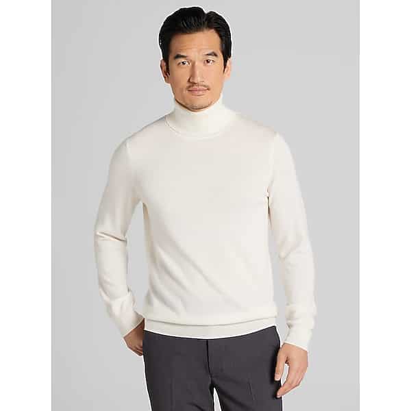 Awearness Kenneth Cole Big & Tall Men's Modern Fit Merino Wool Turtleneck Sweater Ivory - Size: XLT