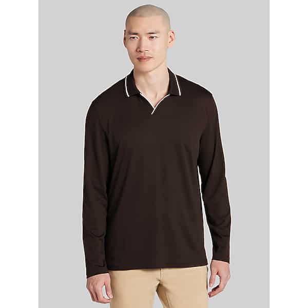 Joseph Abboud Big & Tall Men's Modern Fit Long Sleeve Johnny Polo Mole - Size: 2X