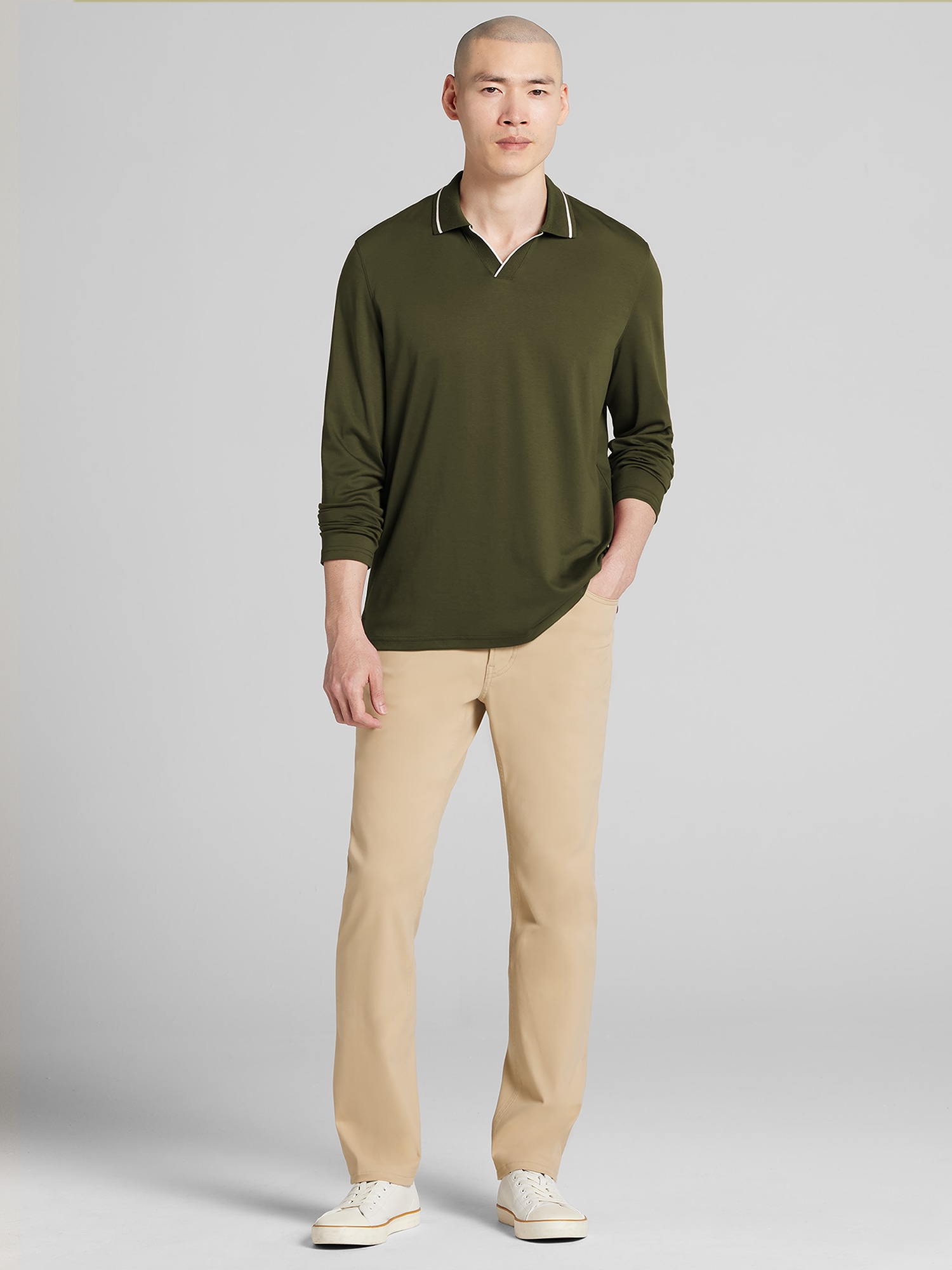 Modern Fit Long Sleeve Johnny Polo