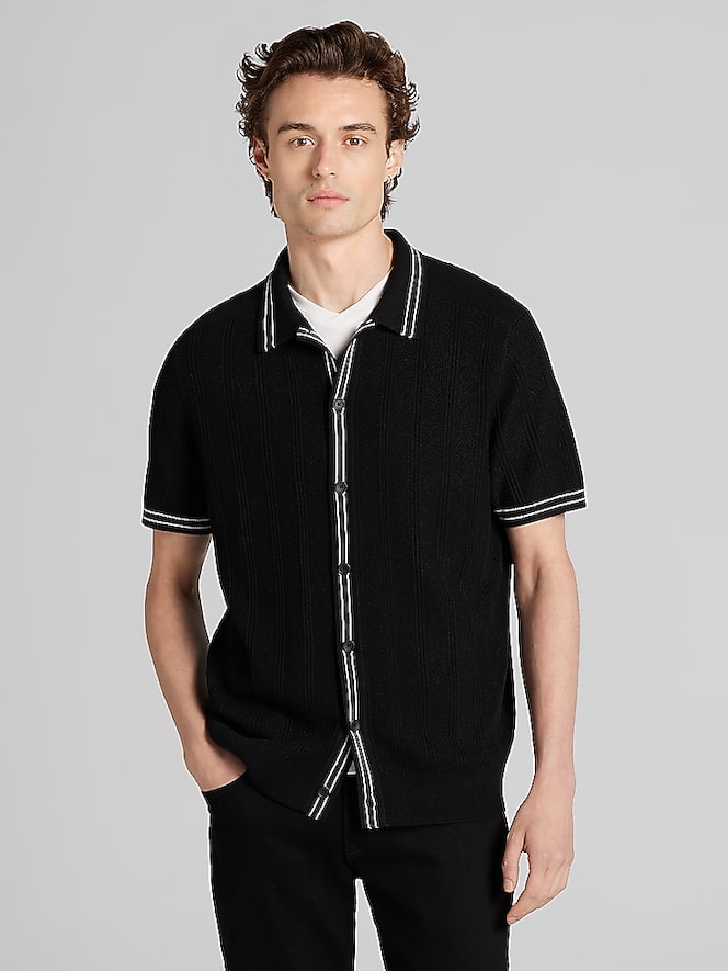 Awearness Kenneth Cole Short Sleeve Button-Front Sweater