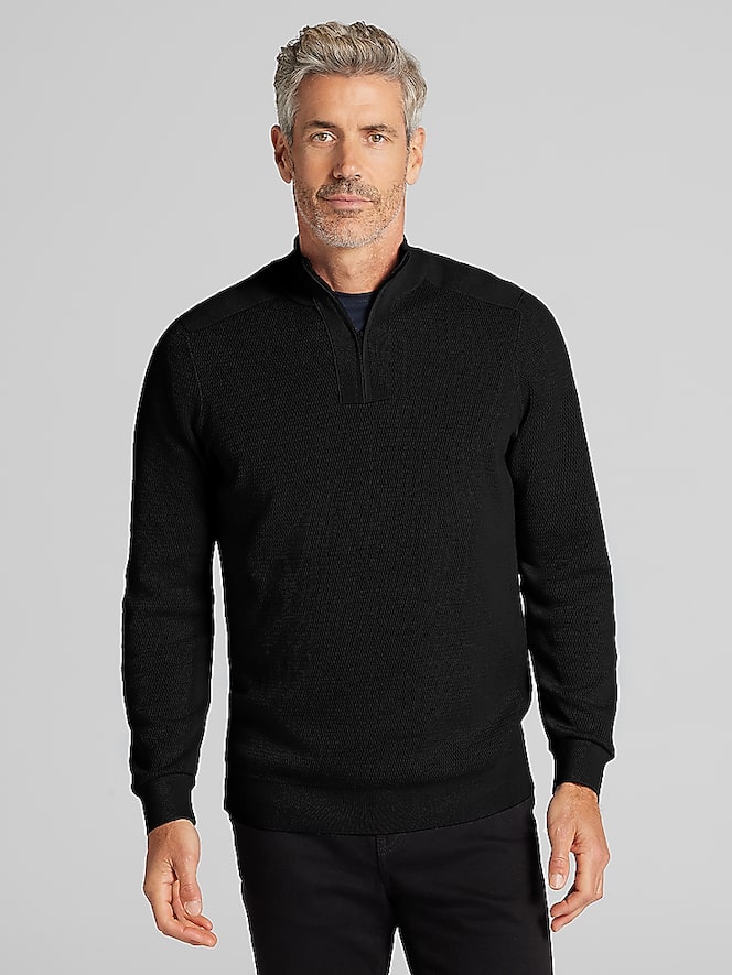 Awearness Kenneth Cole Slim Fit Textured Quarter-Zip Sweater