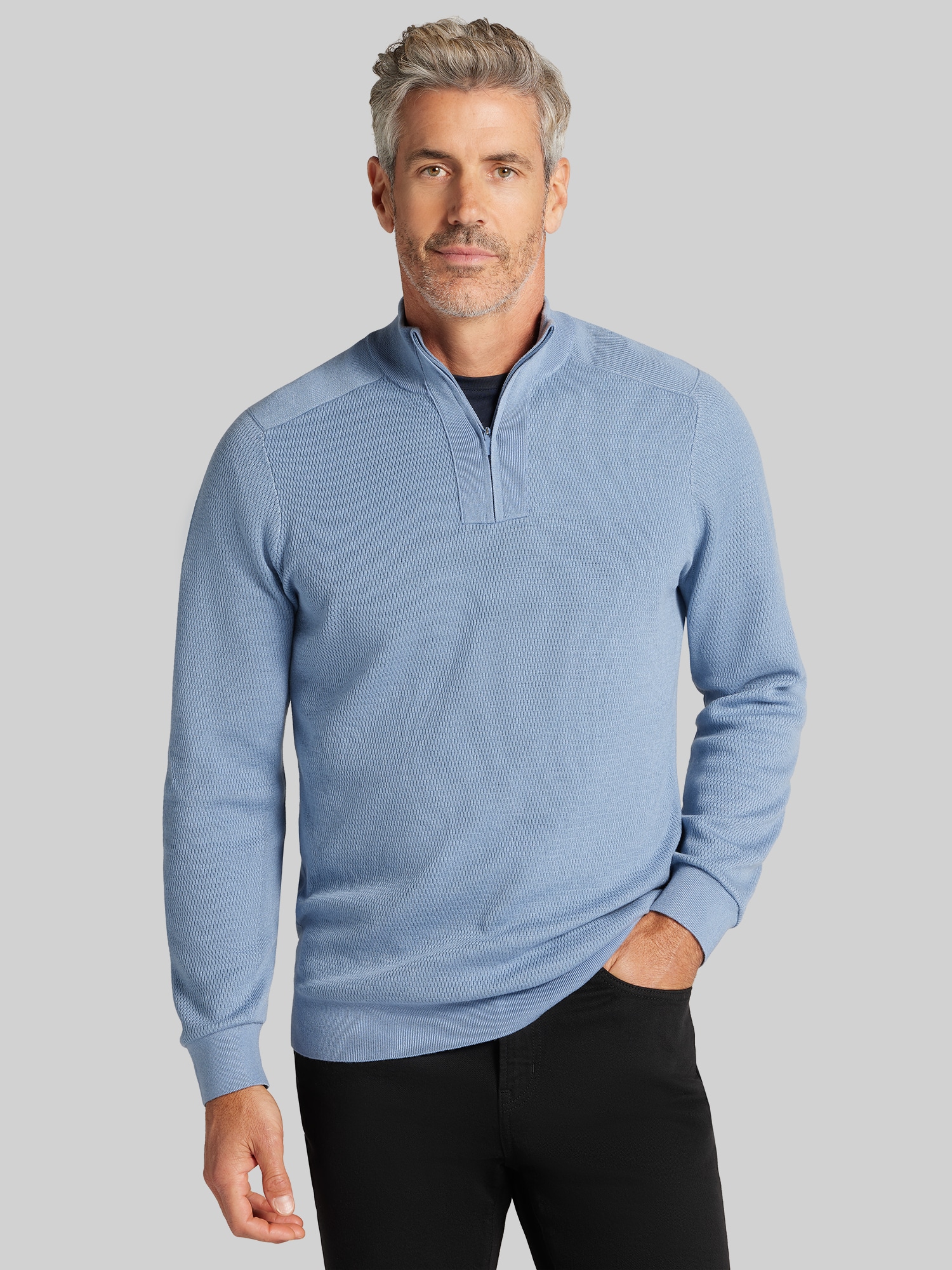 Slim Fit Textured 1/4-Zip Sweater
