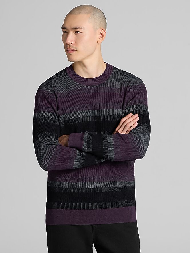 Awearness Kenneth Cole Slim Fit Stripe Crewneck Sweater