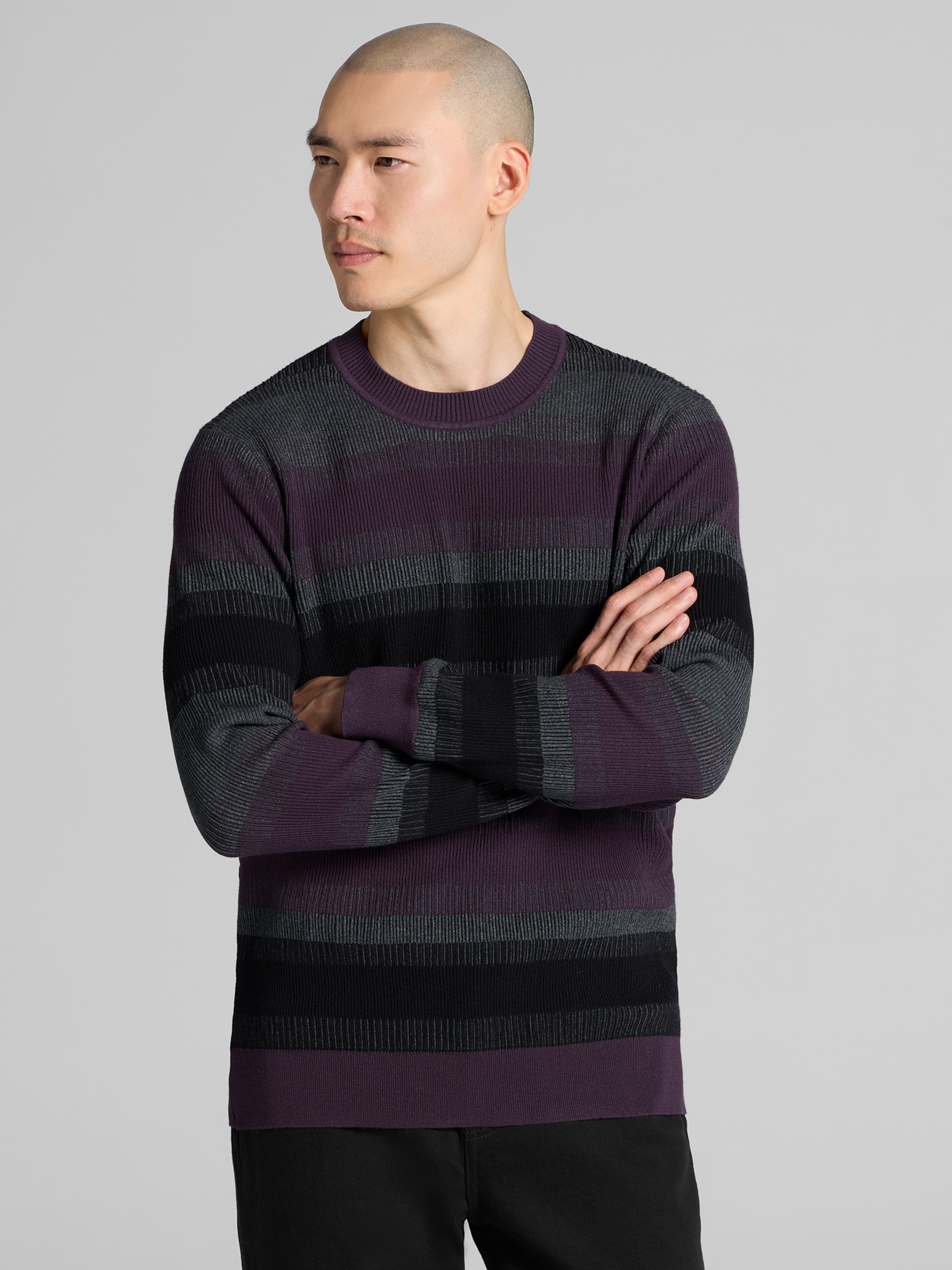 Slim Fit Stripe Crewneck Sweater